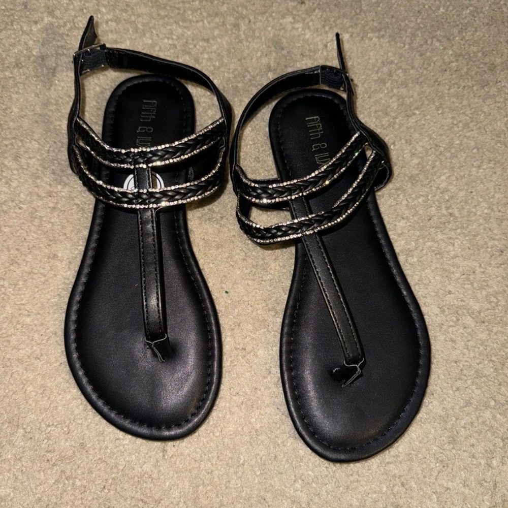 Black and Silver Strappy Sandals
